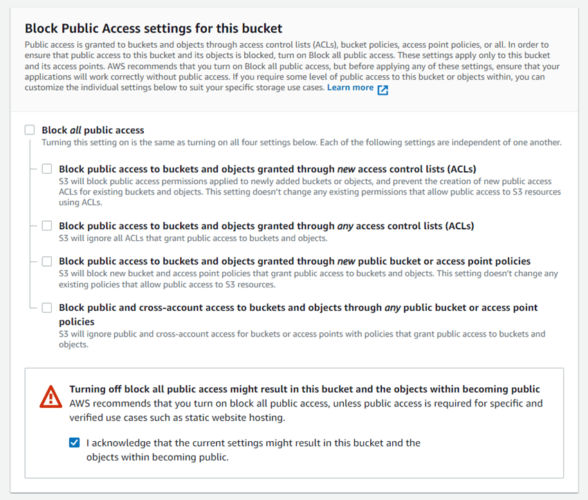 Bloqueo de Acceso Público - Cómo conectar Amazon S3 Buckets a WP Media Folder para un almacenamiento en la nube optimizado