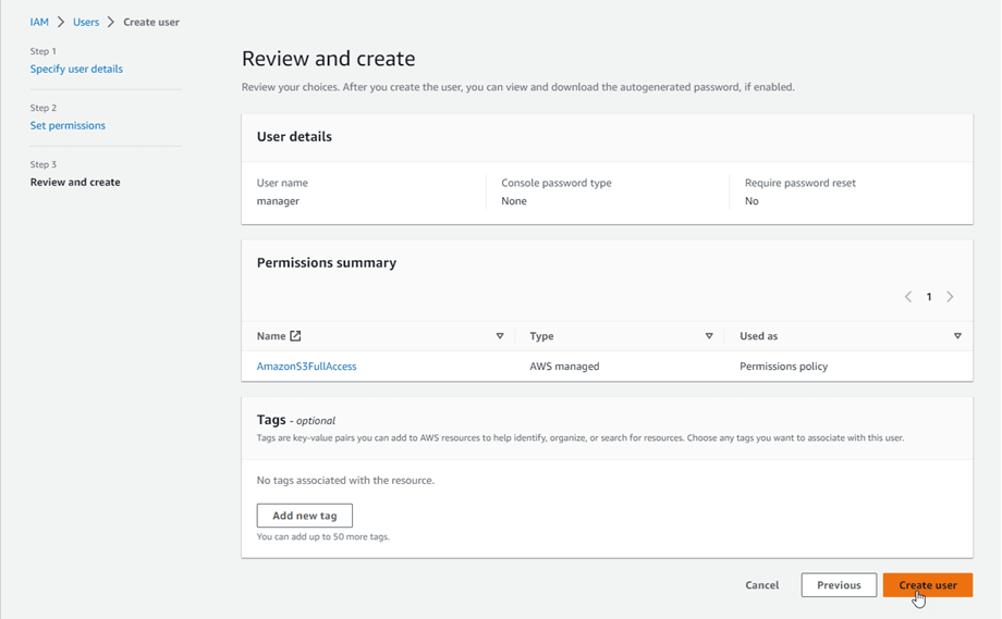 Crear usuario IAM - Cómo conectar Amazon S3 Buckets a WP Media Folder para almacenamiento en la nube optimizado