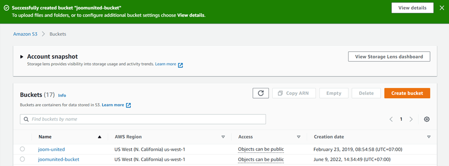 Crear Bucket - Cómo conectar Amazon S3 Buckets a WP Media Folder para Almacenamiento en la Nube Optimizado