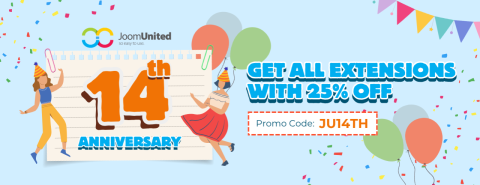 Festeggia il 14° anniversario di JoomUnited con uno sconto del 25%