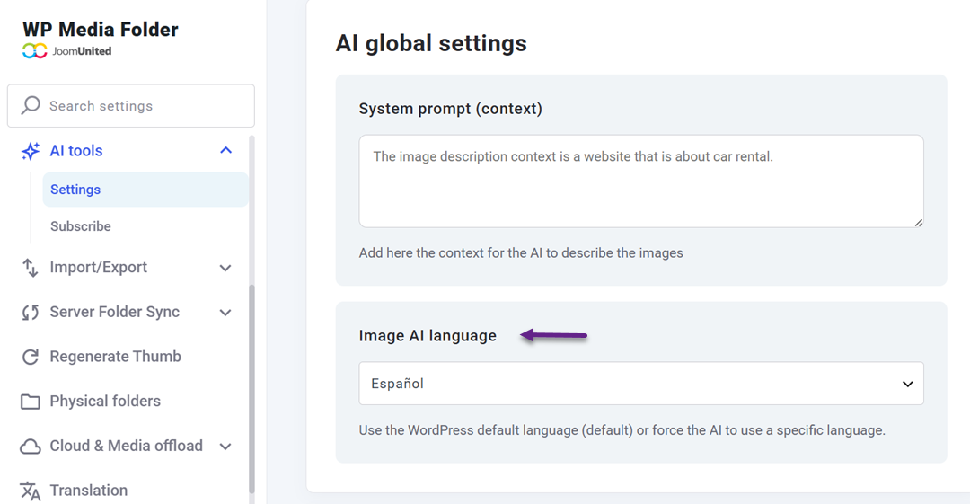 How to Set Up WP Media Folder AI for Multilingual Image Descriptions (for Multilanguage Sites)