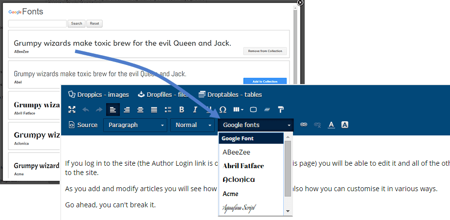 Google font editor