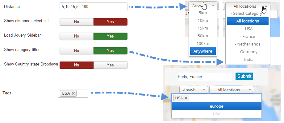 map search filters