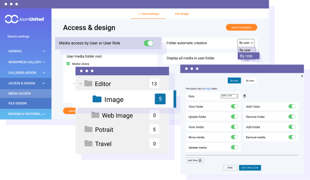 Limit access by user role