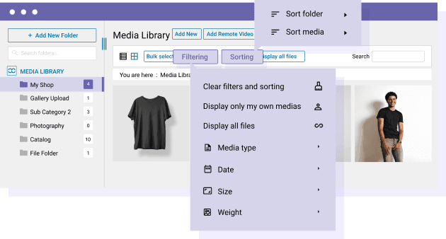 Filter and sort your WooCommerce media