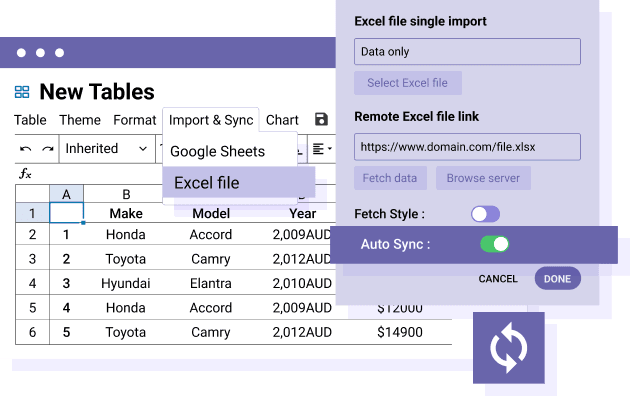 Otomatik Excel tablosu senkronizasyonu