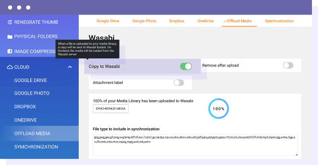 Automatisch WordPress-media overdragen aan Wasabi