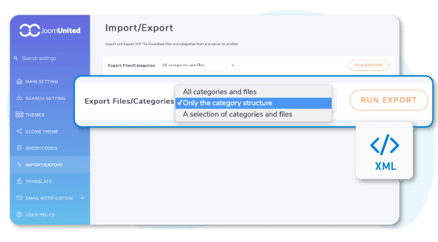 Exportar archivos y carpetas a otro sitio web