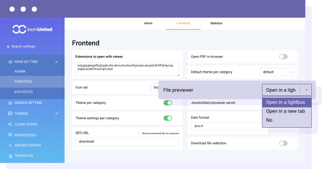 Anteprima dei file con il visualizzatore di file dedicato di JoomUnited