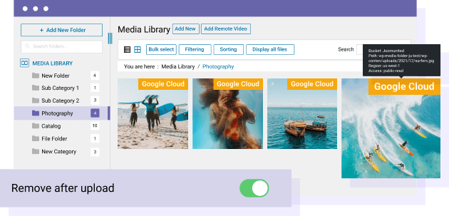 Media library Offload from WordPress to Google Cloud