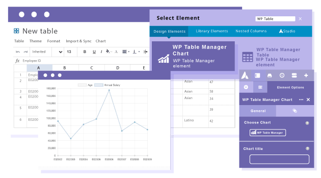 Menyisipkan bagan dari data tabel di Avada