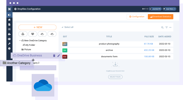 joomla-dropfiles-to-onedrive -business- onedrive -files-folders