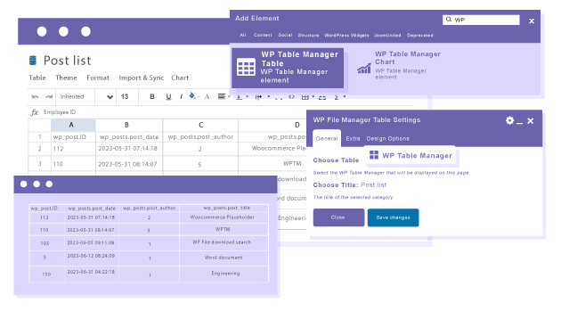 Agregar una tabla de la base de datos en WPBakery