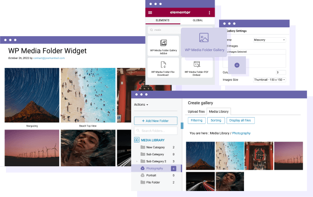 Kelola media dengan folder di widget gambar Elementor