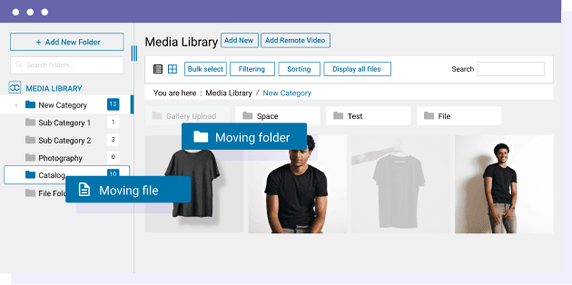 Flytt og kopier bildene dine i mediebibliotekmappene