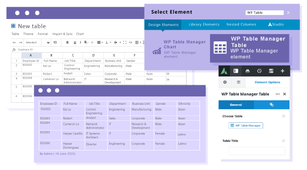 Avada Builder&#39;da HTML tablolarını yükleyin ve yönetin