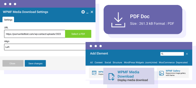 De downloadmediaknop voor WPBakery Builder