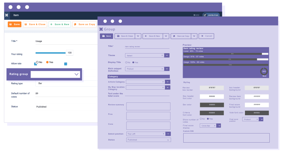 Rating Criteria and Groups of Criteria