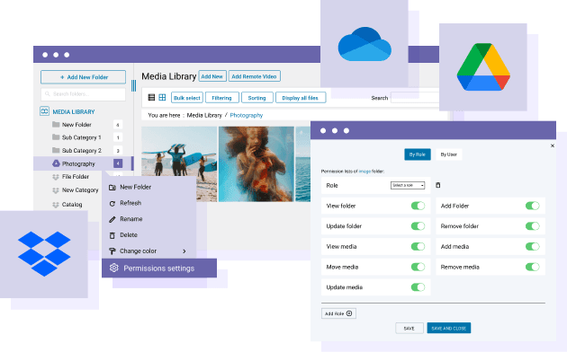 Dostęp do multimediów dla folderów w chmurze