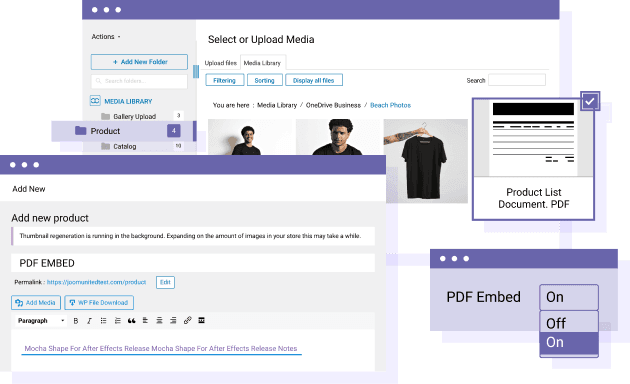 Embed PDF content in WooCommerce