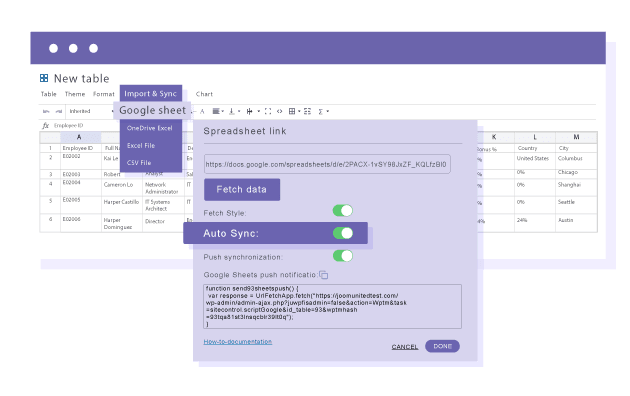 Automatická synchronizace tabulek Google s Wordpress