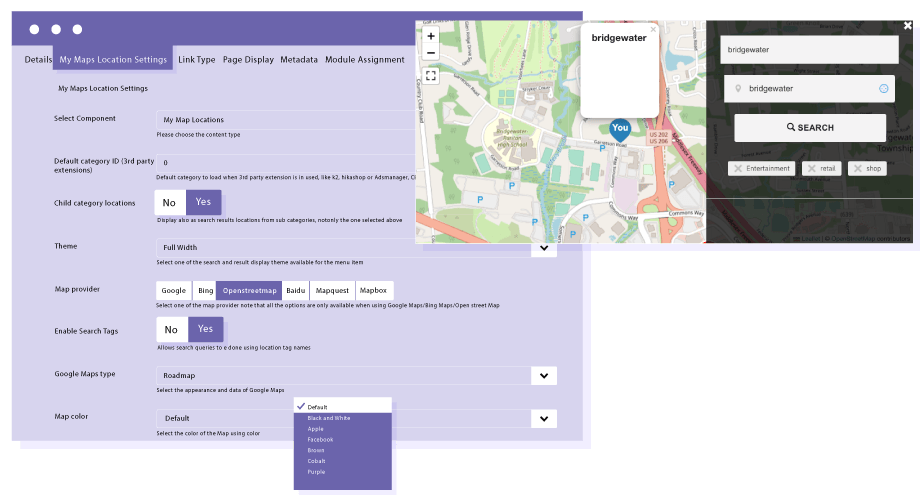 Map location display, search and filter the way you want