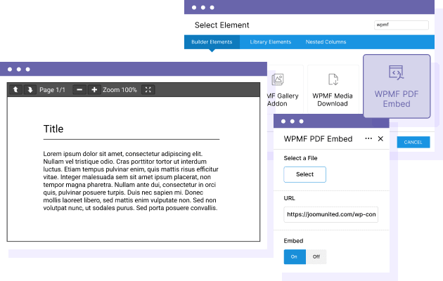 องค์ประกอบการฝังไฟล์ PDF ของ WP Media Folder