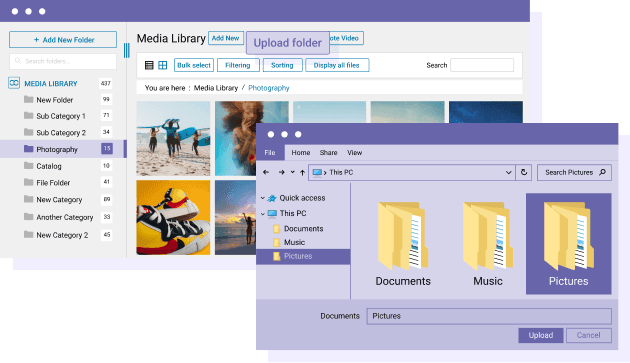 Upload folder, media and structure