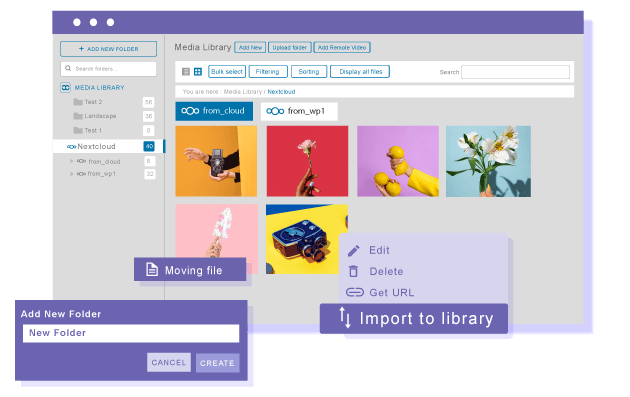 Gestisci i media e le cartelle di Nextcloud da WordPress