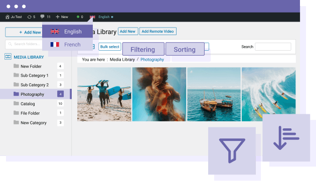 Filter and sort your WPML translated media
