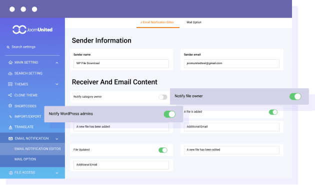 Notifier le propriétaire du fichier et l&#39;administrateur WordPress