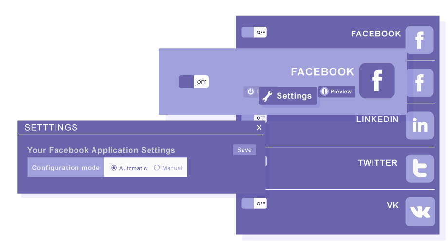 Easy Social connessione ai Easy Social network