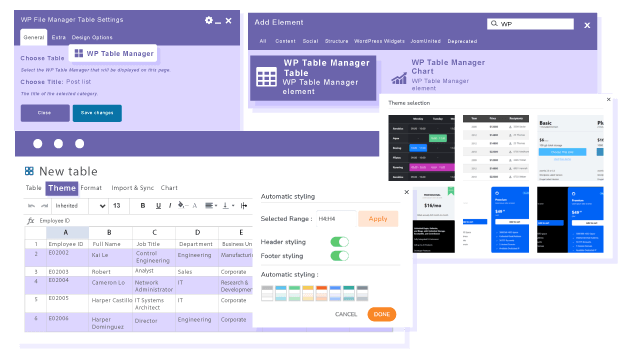 WP Table Manager làm trình tạo bảng cho WPBakery