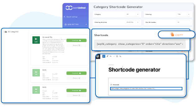 Shortcode generator for file download listing