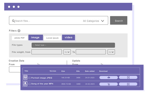 Vorschau und Bestellung der Dateisuchergebnisse in WordPress