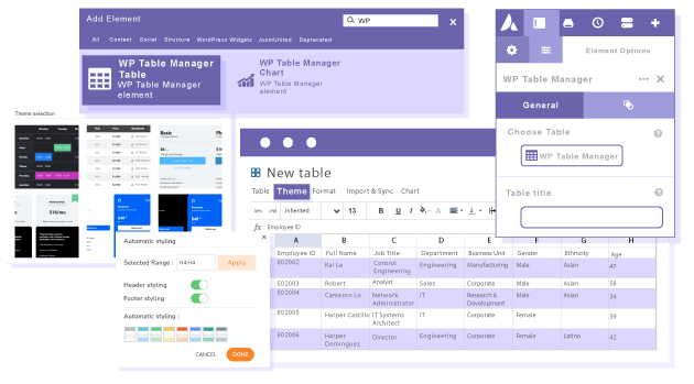 WP Table Manager как производитель таблиц для Avada