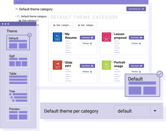 Default file download theme setup