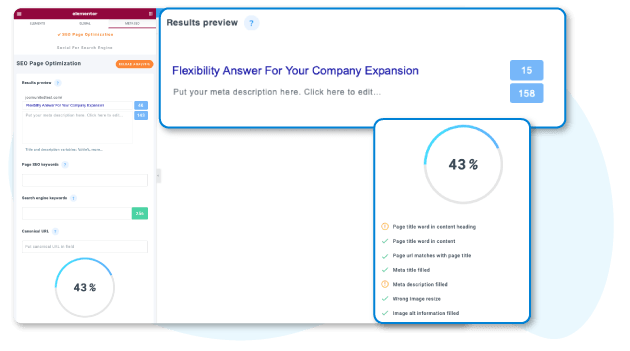 Analyze Elementor content with the SEO checks