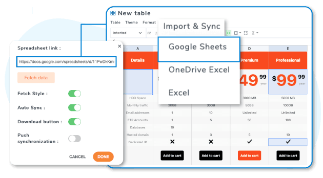 Import and display Google Sheets data in Gutenberg