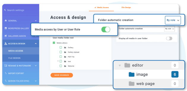 Limit access by user role