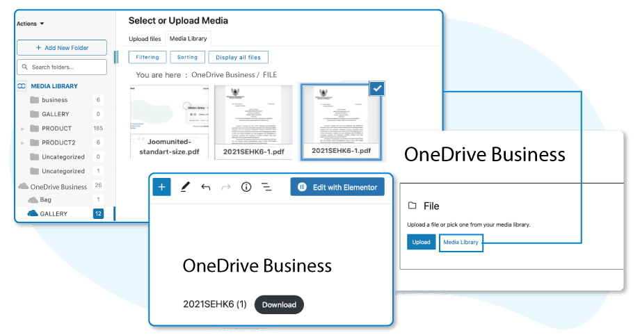 PDF empresarial do OneDrive incorporado ao conteúdo do WordPress