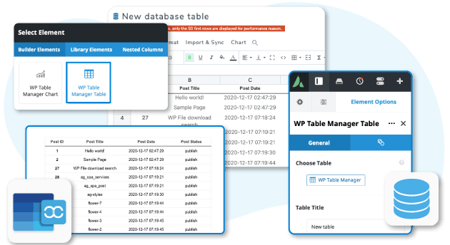 Ajouter une table à partir de la base de données dans Avada