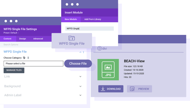 Load a single downloadable file in DIVI