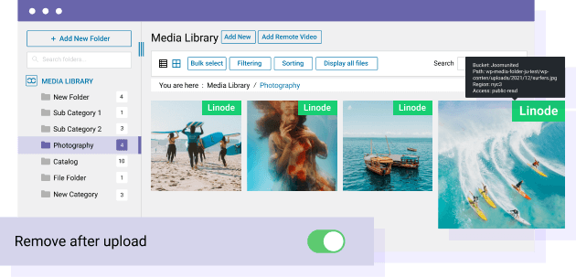 Media library Offload from WordPress to Linode