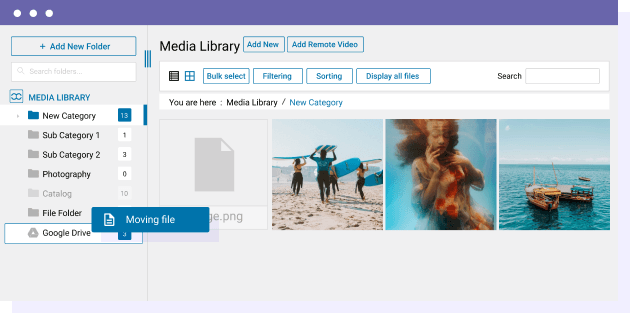 Move media from WordPress media library to Google Drive