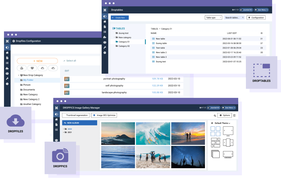 Droppics, Dropfiles: Verwaltung von Bildern und Dateien im Editor