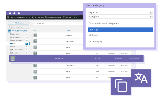 File in multiple categories by WPML languages