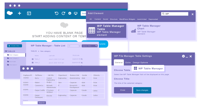 Carica e gestisci le tabelle HTML in WPBakery