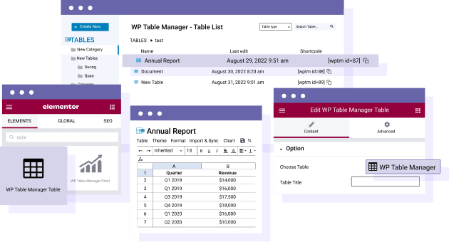 Manage table content from Elementor