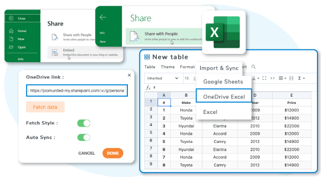 Importe dados do Excel da conta pessoal e empresarial do Office 365